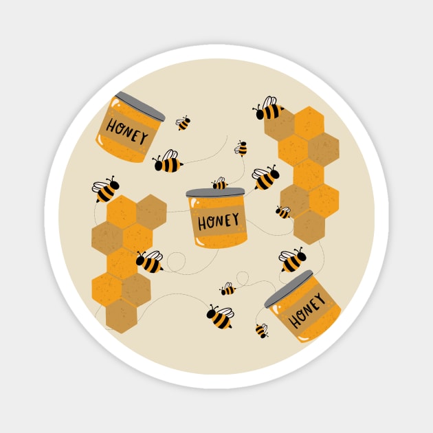 Golden Honeycomb and Busy Bees Magnet by Maddyslittlesketchbook